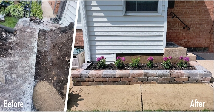 Before After Retaining Wall - Landscaping