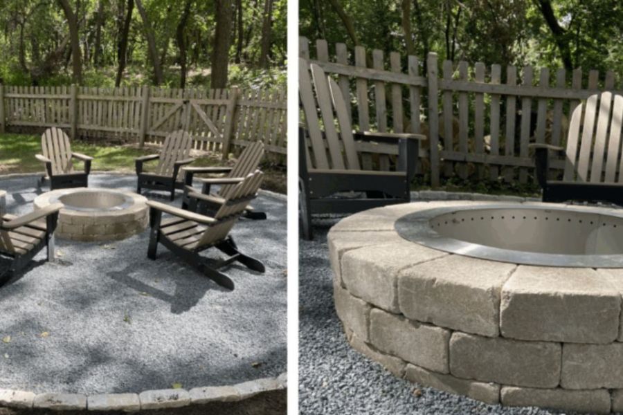 Lake Zurich Brick Firepit Patio - Lanscaping