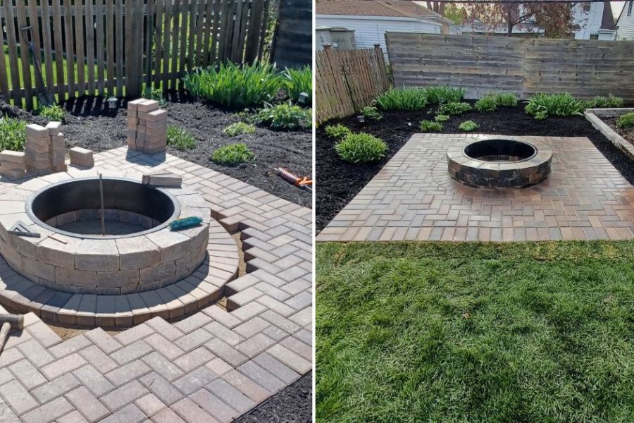 Backyard Hardscape Fire Pit in Kenilworth - Landscaping