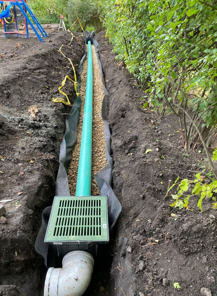 Drainage Catch Basin with French Drain / Northbrook  - Landscaping